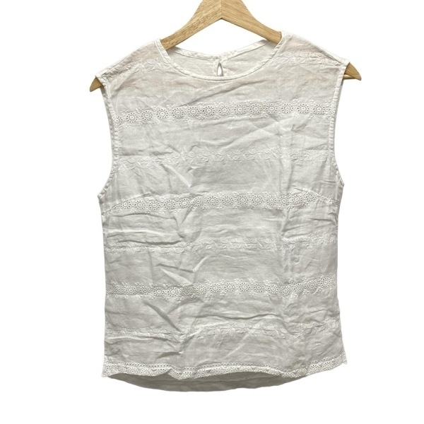 フォーティーファイブアールピーエム 45rpm ノースリーブカットソー サイズ3 L - 白 レディース クルーネック/花柄/刺繍 トップス拍卖