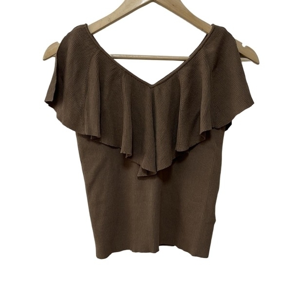 グレースコンチネンタル GRACE CONTINENTAL ノースリーブセーター/ニット サイズ36 S - ブラウン レディース Vネック/フリル トップス拍卖