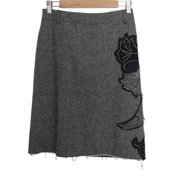 ヴィヴィアンタム VIVIENNE TAM スカート サイズ0 XS - グレー×黒×マルチ レディース ひざ丈/フラワー(花) ボトムス拍卖