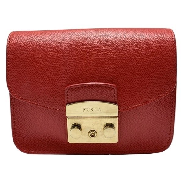 フルラ FURLA ショルダーバッグ メトロポリス レザー レッド チェーンショルダー/ミニバッグ バッグ拍卖