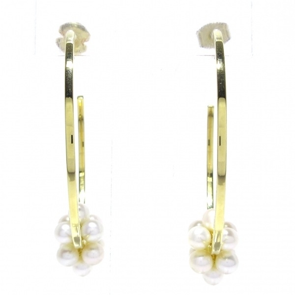 タサキシンジュ 田崎真珠/TASAKI ピアス EC-3993 ピラミッド パール イヤリング K18YG×アイボリー フープピアス アクセサリー(耳)拍卖