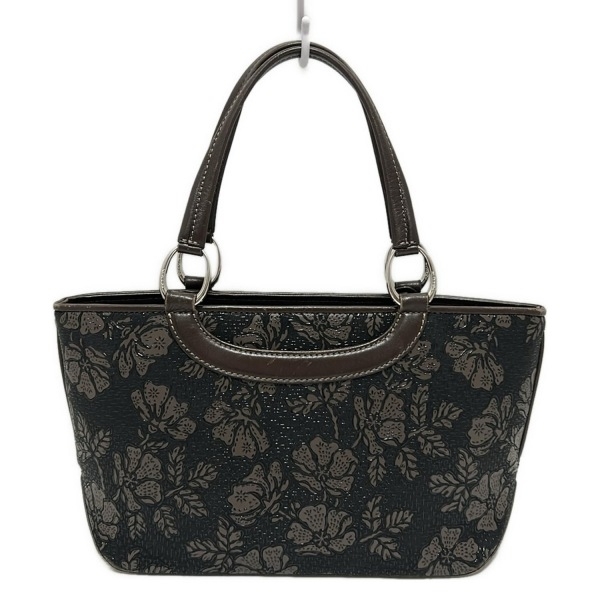 インデンヤ 印傳屋 トートバッグ - レザー 黒×ダークブラウン×ベージュ 花柄 バッグ拍卖