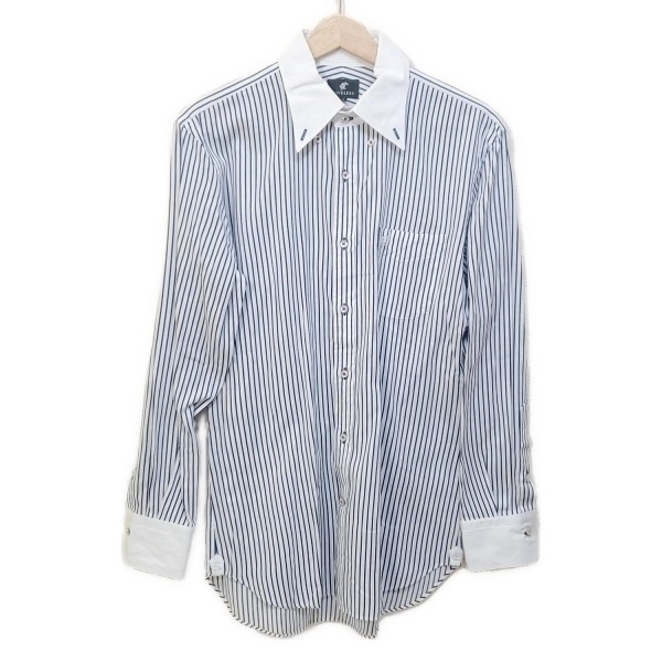 ラブレス LOVELESS 長袖シャツ サイズ40 M - 白×ネイビー メンズ ストライプ 美品 トップス拍卖