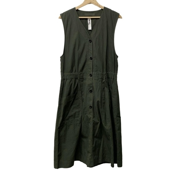 エムエイチエル MHL. サイズ2 M - カーキ レディース Vネック/ノースリーブ/ロング 美品 ワンピース拍卖