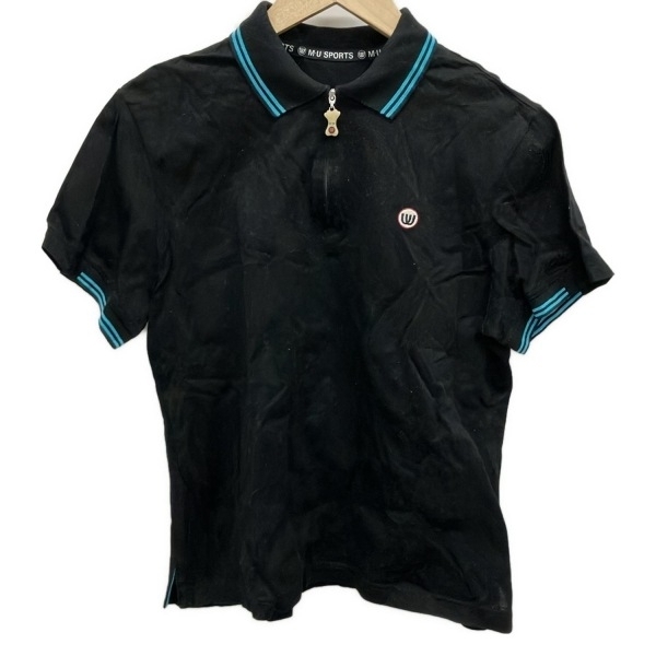 ミエコウエサコ M・U・ SPORTS 半袖ポロシャツ サイズ44 L - 黒×ブルー レディース トップス拍卖