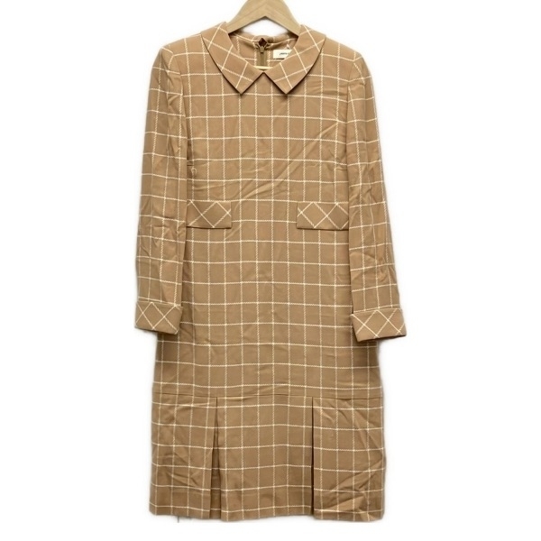 ピエールカルダン pierre cardin サイズ11 M - ライトブラウン レディース チェック柄/ロング丈 美品 ワンピース拍卖