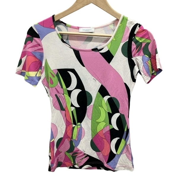 エミリオプッチ EMILIO PUCCI(PUCCI) 半袖Tシャツ サイズXS - 白×ピンク×マルチ レディース クルーネック トップス拍卖