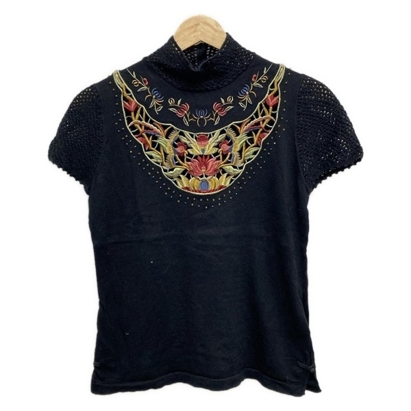 ヴィヴィアンタム VIVIENNE TAM 半袖セーター/ニット サイズ0 XS - 黒×マルチ レディース 刺繍 トップス拍卖