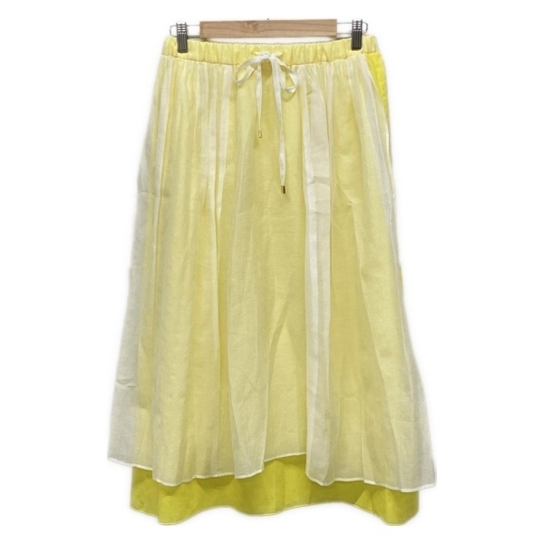 グレースクラス Grace Class ロングスカート サイズ36 S - 白×イエロー レディース ウエストゴム 美品 ボトムス拍卖
