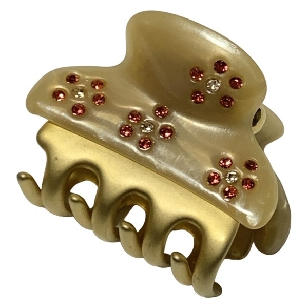 アッカ acca アクセサリー - ベージュ×ゴールド×レッド ヘアクリップ/ラインストーン/フラワー(花)/ミニ アクセサリー(他)拍卖