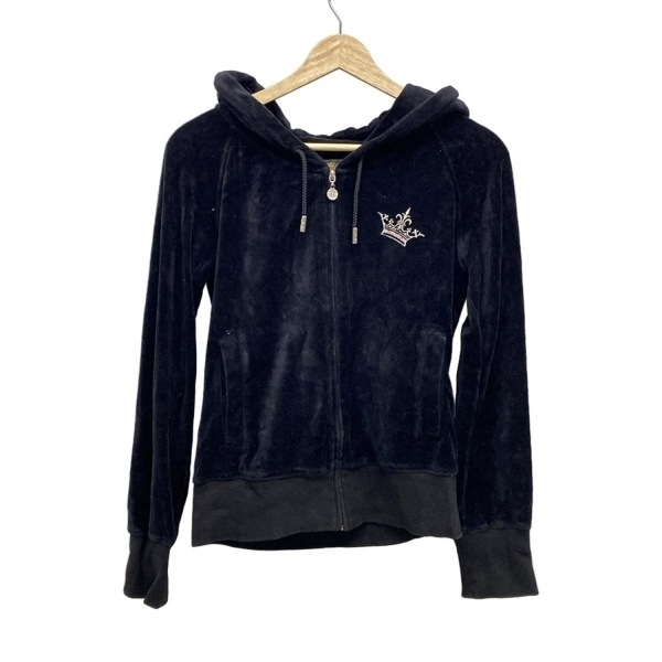 レディ Rady パーカー サイズL - 黒×ピンク×ゴールド レディース 長袖/ベロア/刺繍/ラインストーン/ジップアップ トップス拍卖