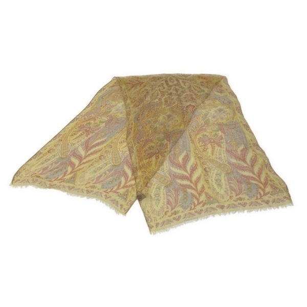 エトロ ETRO - イエロー×ピンク×マルチ ペイズリー柄/シースルー 美品 スカーフ拍卖