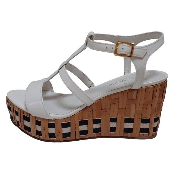 ケイトスペード Kate spade サンダル - レザー 白×ベージュ×マルチ レディース オープントゥ/ウェッジソール 靴拍卖