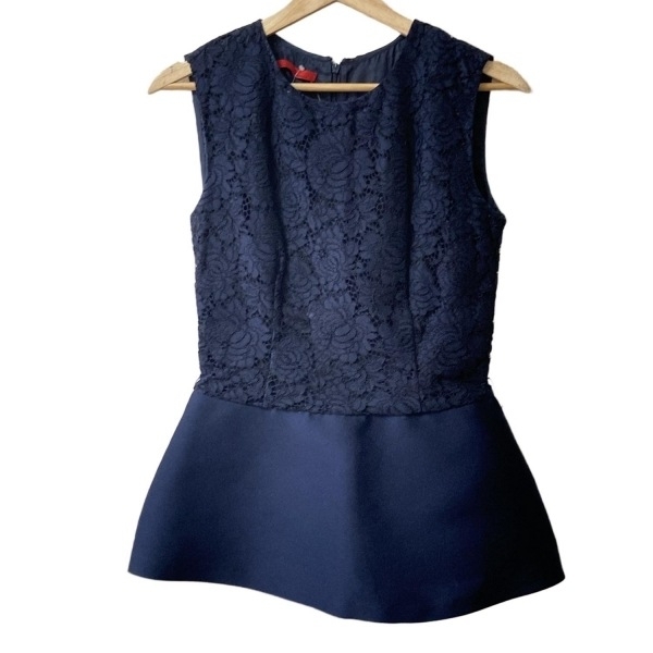 キャロリーナ ヘレラ CAROLINA HERRERA ノースリーブカットソー サイズ4 XL - ネイビー レディース クルーネック 美品 トップス拍卖