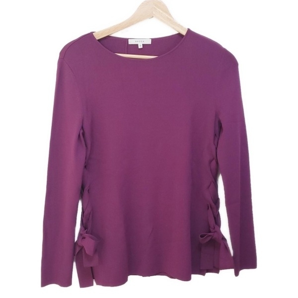エポカ EPOCA 長袖カットソー サイズ40 M - パープル レディース クルーネック/サイドスリット 美品 トップス拍卖