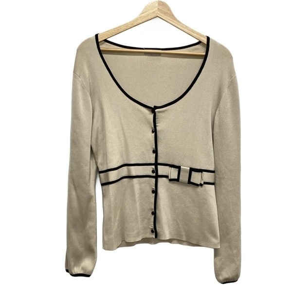 オースチンリード Austin Reed カーディガン サイズ40 L - アイボリー×黒 レディース 長袖/リボン 美品 トップス拍卖