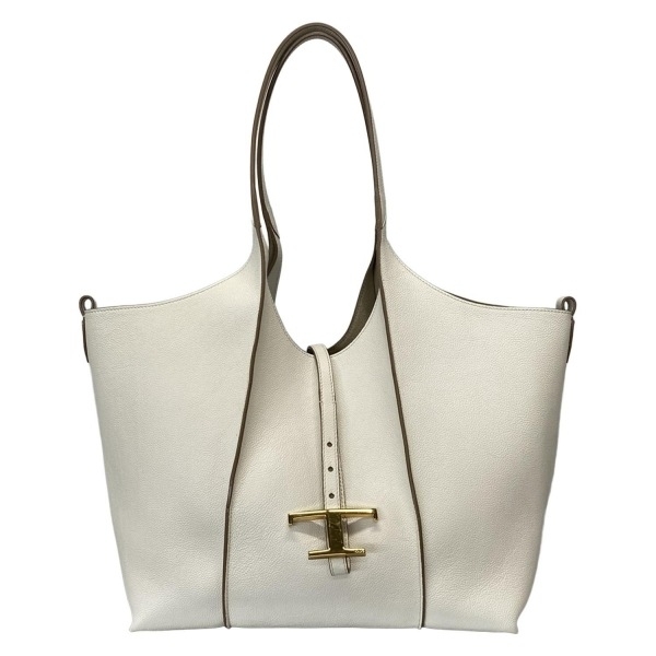 トッズ TOD'S トートバッグ T タイムレス レザー ショッピングバッグ ミディアム レザー 白 美品 バッグ拍卖