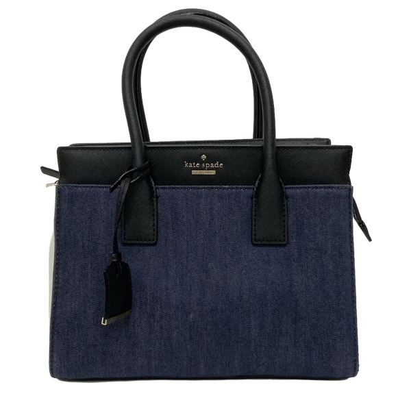 ケイトスペード Kate spade ハンドバッグ PXRU6894 キャメロン ストリート デニム スモール キャンダス レザー 黒×白×ブルー 2WAY バッグ拍卖