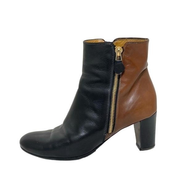 マレット MARETTO ショートブーツ 361/2 - レザー 黒×ダークブラウン レディース バイカラー/wファスナー/アウトソール張替済 靴拍卖