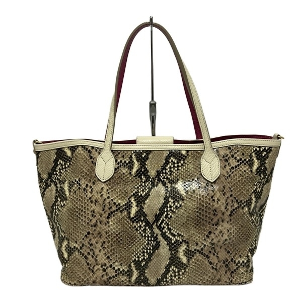 アクセソワ・ドゥ・マドモワゼル AccessoiresDeMademoiselle(ADMJ) トートバッグ - レザー アイボリー×ベージュ×マルチ 型押し加工拍卖