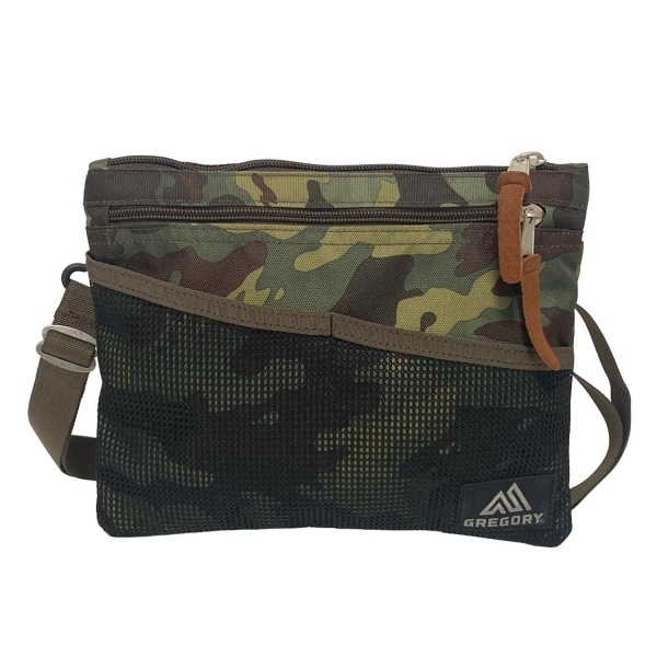 グレゴリー GREGORY ショルダーバッグ - ダークグリーン×黒×マルチ 迷彩柄/メッシュ/ストラップ着脱可/マチなし バッグ拍卖