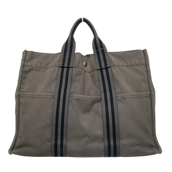 エルメス HERMES トートバッグ フールトゥトートMM ダークグレー×黒 シルバー金具 バッグ拍卖