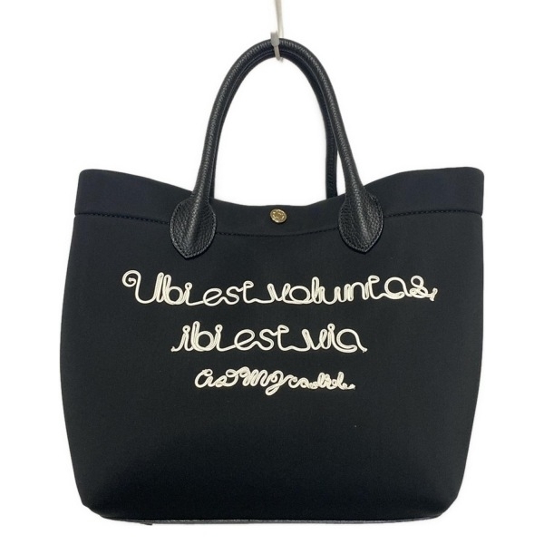アクセソワ・ドゥ・マドモワゼル AccessoiresDeMademoiselle(ADMJ) トートバッグ - レザー 黒 刺繍/Ubi est voluntas ibi est via バッグ拍卖