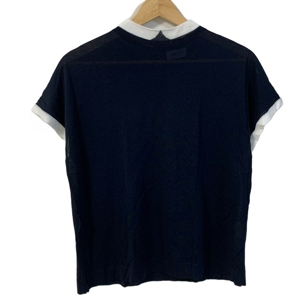 マッキントッシュフィロソフィー MACKINTOSH PHILOSOPHY 半袖セーター/ニット サイズ38 L - ダークネイビー×白 レディース ハイネック拍卖