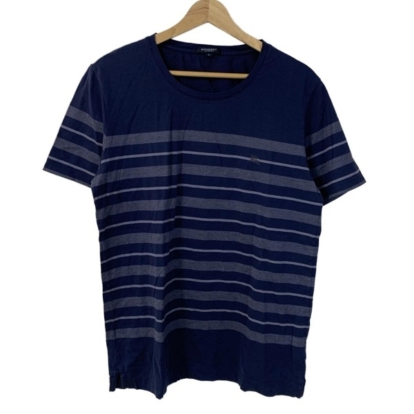 バーバリーロンドン Burberry LONDON 半袖Tシャツ サイズL - ネイビー×グレー×ライトグレー メンズ クルーネック/ボーダー トップス拍卖