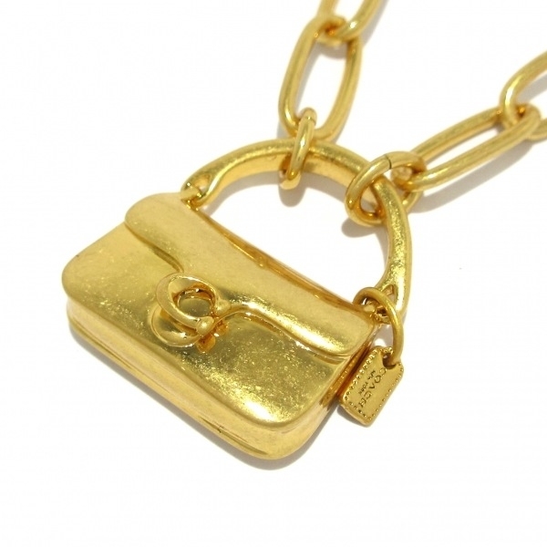 コーチ COACH ネックレス ミニ ハンドバッグ チャーム チェーン リンク ネックレス ゴールド ラインストーン/バッグモチーフ 美品拍卖