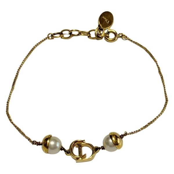ディオール/クリスチャンディオール DIOR/ChristianDior ブレスレット - ゴールド×白 CD/パール アクセサリー(腕)拍卖