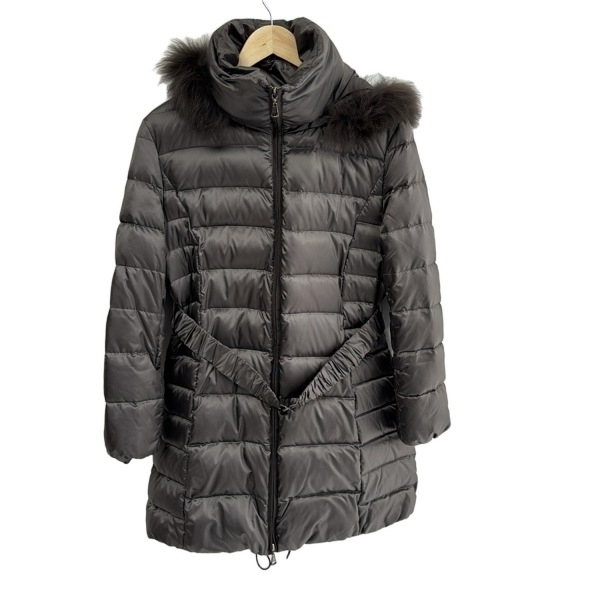 インディビ INDIVI ダウンコート サイズ42 L - グレー レディース 長袖/フード取り外し可/ベルト付き/冬 コート拍卖