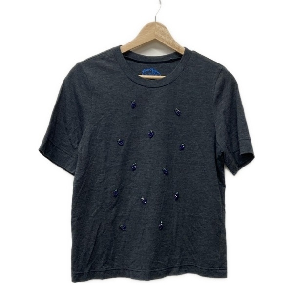 ミュベール MUVEIL 半袖Tシャツ サイズ38 M - ダークグレー×ネイビー×グリーン レディース クルーネック/ビーズ/ブドウ トップス拍卖