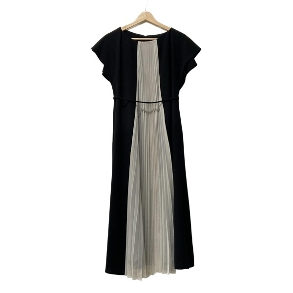 シビラ Sybilla サイズM - 黒×アイボリー レディース クルーネック/半袖/ロング/プリーツ 美品 ワンピース拍卖