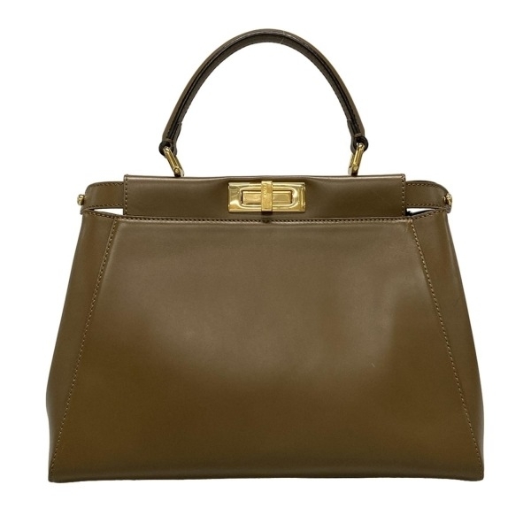フェンディ FENDI ハンドバッグ 8BN226 ピーカブーアイコニックミディアム レザー ブラウン 裏地ペカン柄 バッグ拍卖