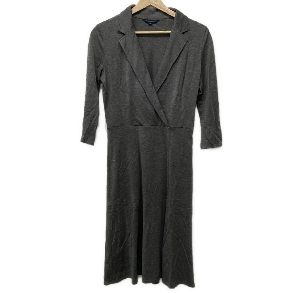 バーバリーロンドン Burberry LONDON サイズ40 L - ダークグレー レディース 七分袖/ロング/カシュクール ワンピース拍卖