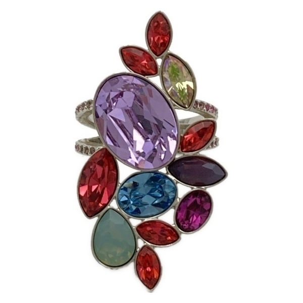 スワロフスキー SWAROVSKI リング 55 13 号 - シルバー×レッド×マルチ 美品 アクセサリー(指)拍卖