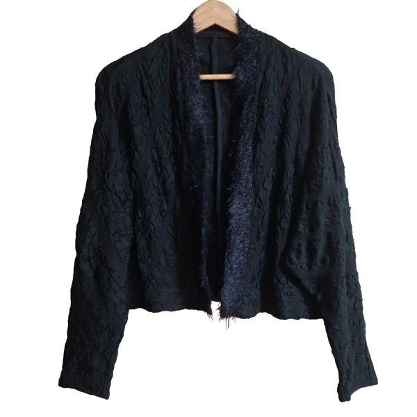 メフウ/センソユニコ 芽風 カーディガン サイズ38 M - 黒 レディース 長袖/シワ加工/フリンジ 美品 トップス拍卖