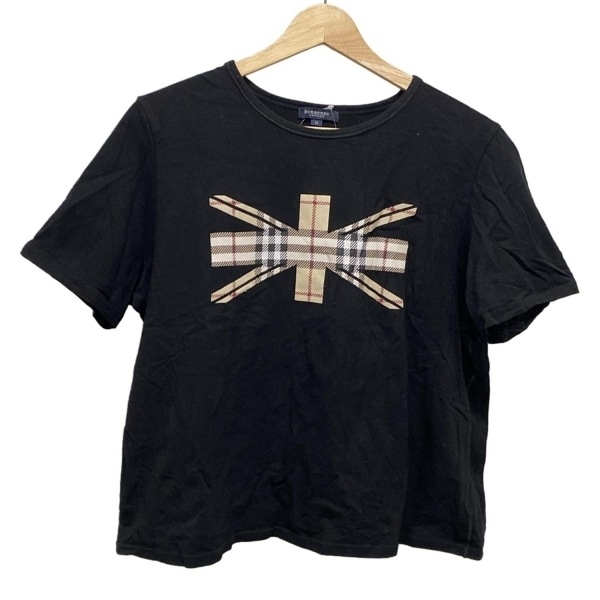 バーバリーロンドン Burberry LONDON 半袖Tシャツ サイズ15 L - 黒×ベージュ×マルチ レディース トップス拍卖