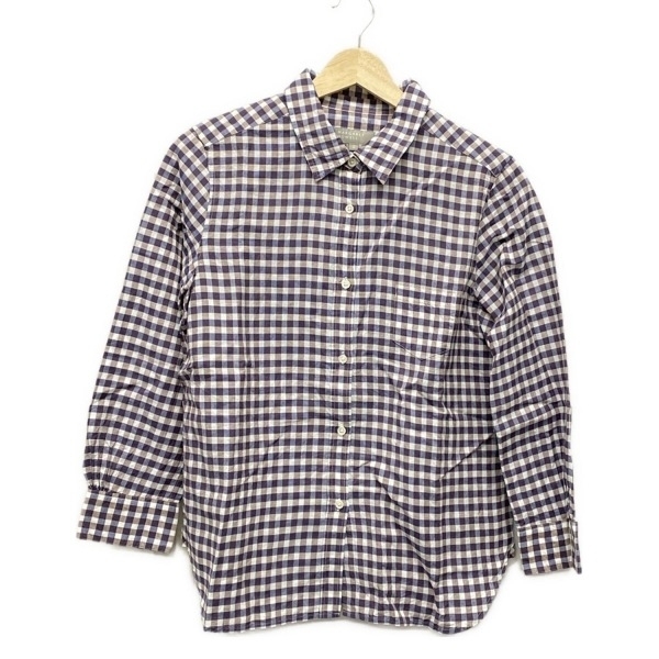 マーガレットハウエル MargaretHowell 長袖シャツブラウス サイズ3 L - ボルドー×ネイビー×白 レディース チェック柄 美品 トップス拍卖