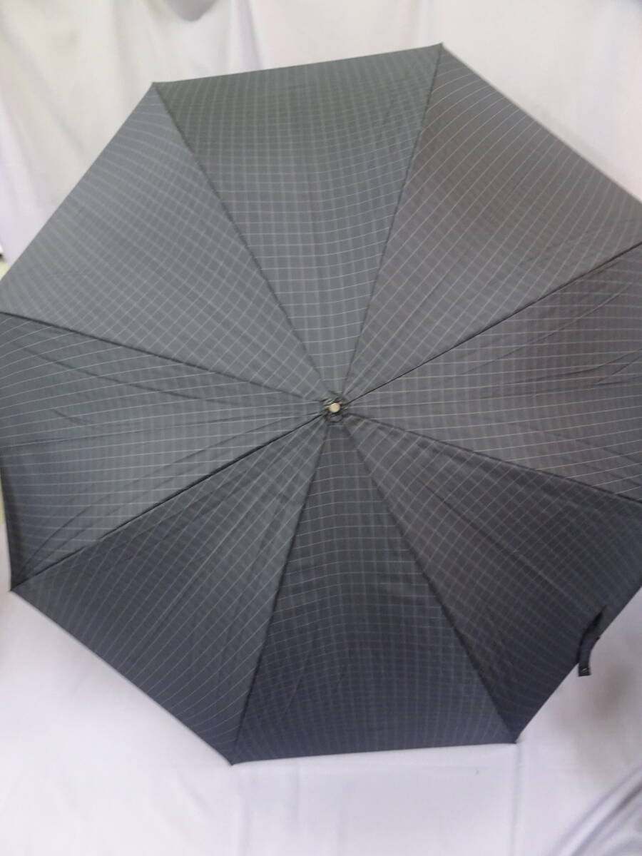 (M-657) AIGIS 長傘 雨傘 75㎝ 大判 ネイビー系 チェック ジャンプ式 メンズ/レディース 中古拍卖