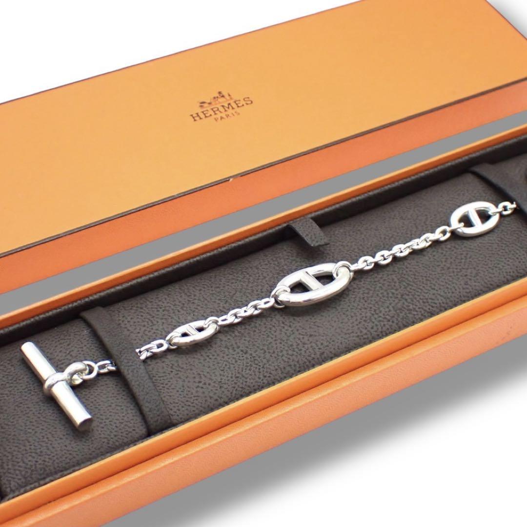 箱 エルメス HERMES シェーヌダンクル ファランドール ST ブレスレット 925 スターリングシルバー シルバー 3981拍卖