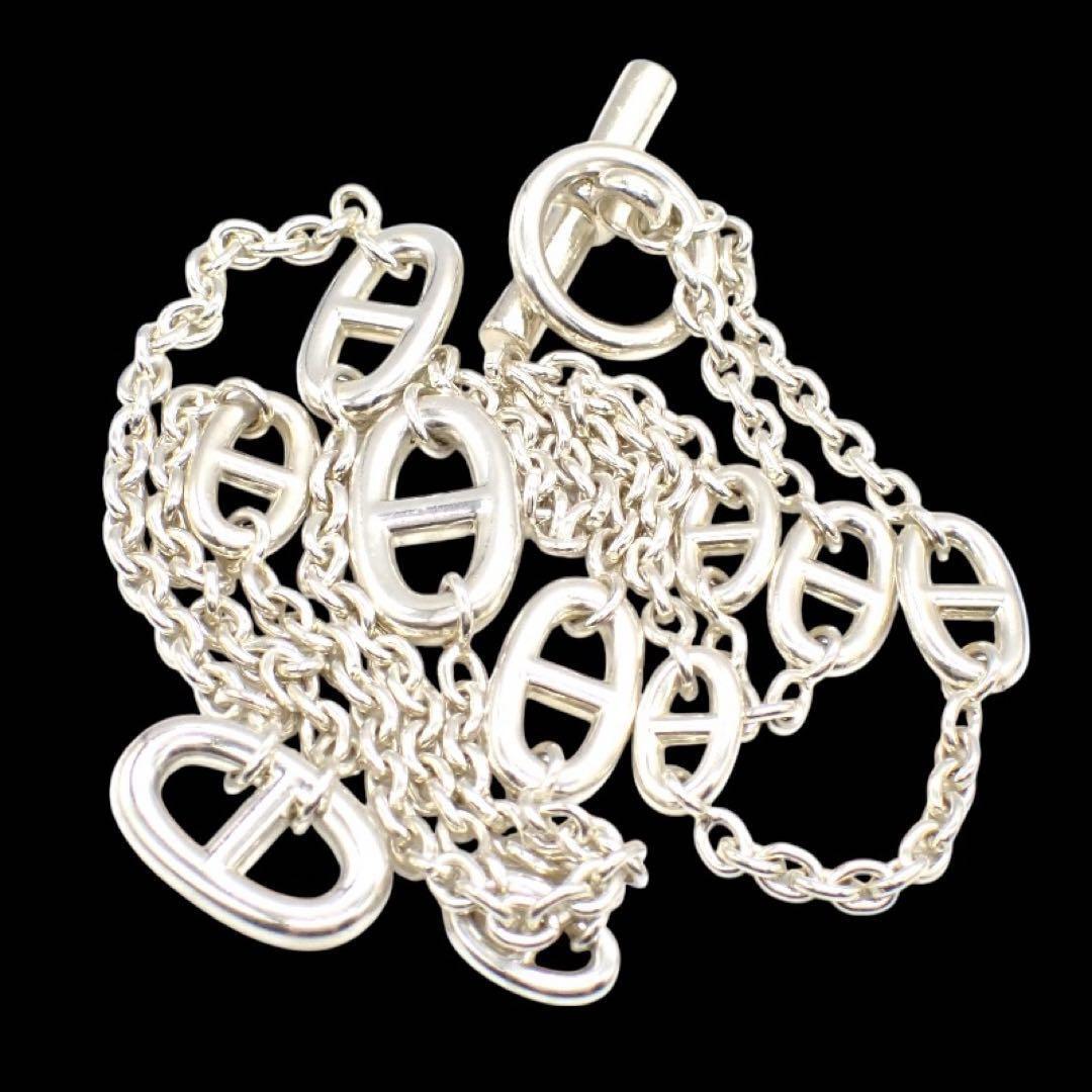 HERMES エルメス 80 シェーヌダンクル ファランドール 2連 ロング ネックレス 925 シルバー スターリングシルバー ユニセックス 4016拍卖