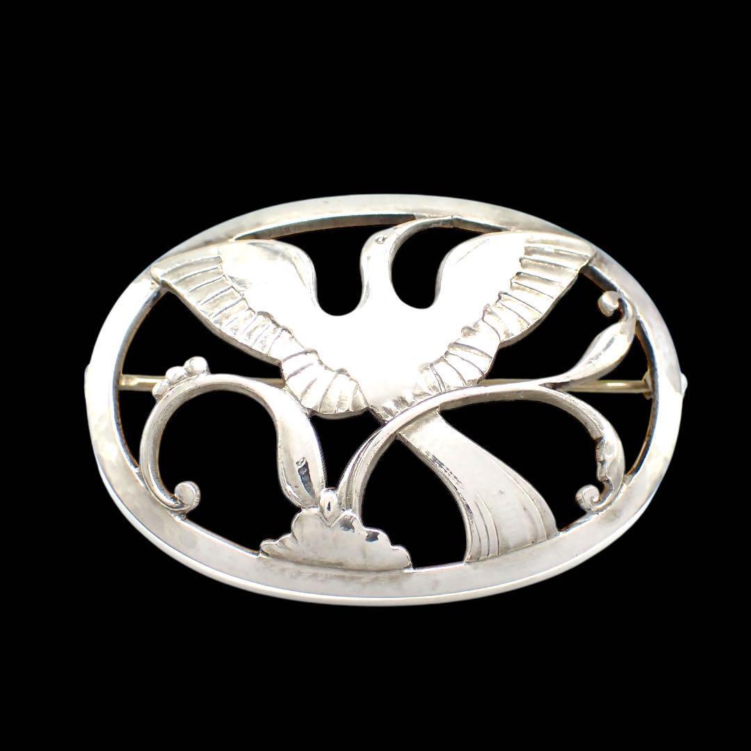 レア ジョージジェンセン Georg Jensen #238 ピン ブローチ 925 鳥 ピンブローチ コサージュ シルバー 4041拍卖