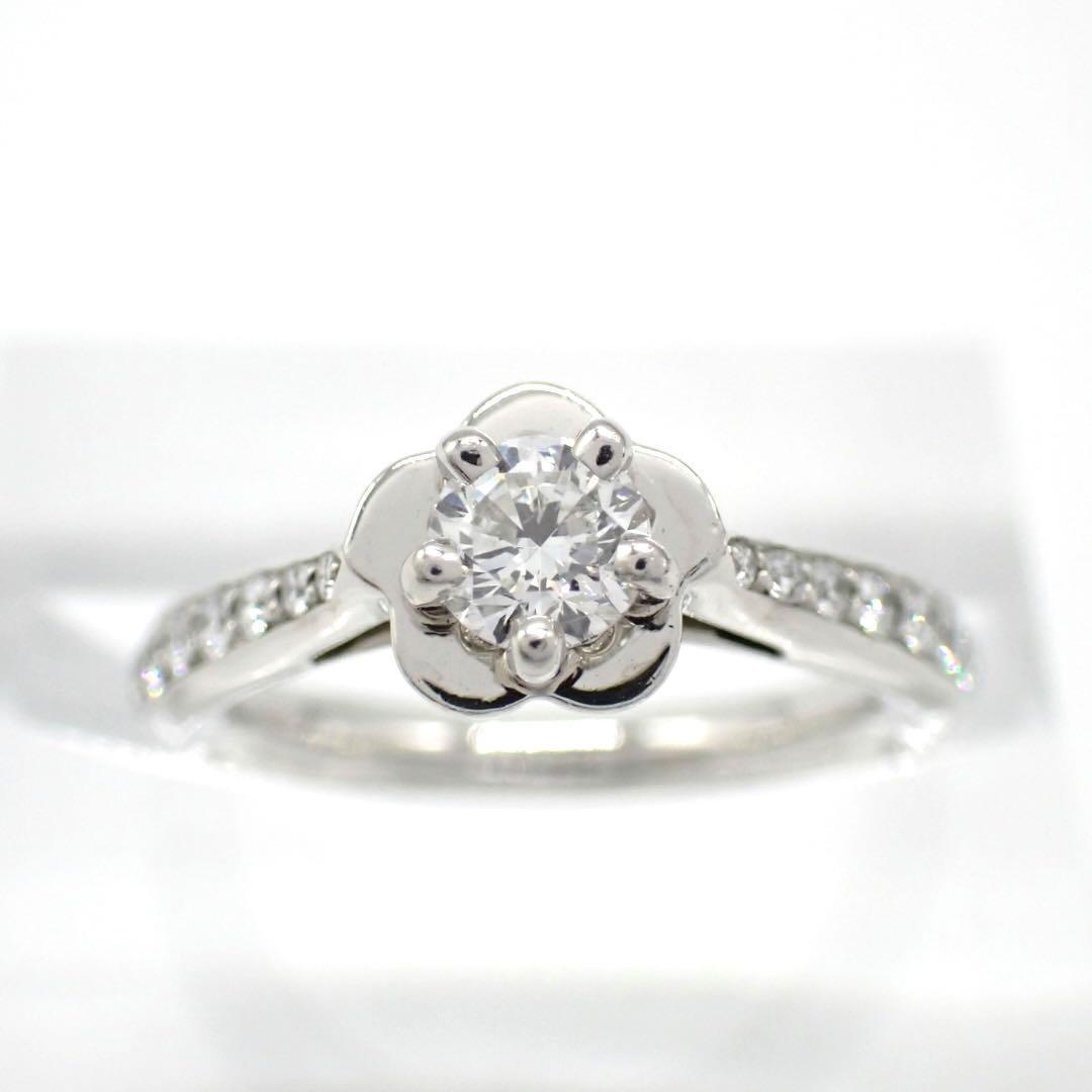 新品仕上げ済 GIA鑑 CHANEL シャネル 44 4号 カメリア 0.3ct ダイヤモンド ダイヤ ハーフダイヤ F VVS1 リング 指輪 プラチナ Pt950 3903拍卖