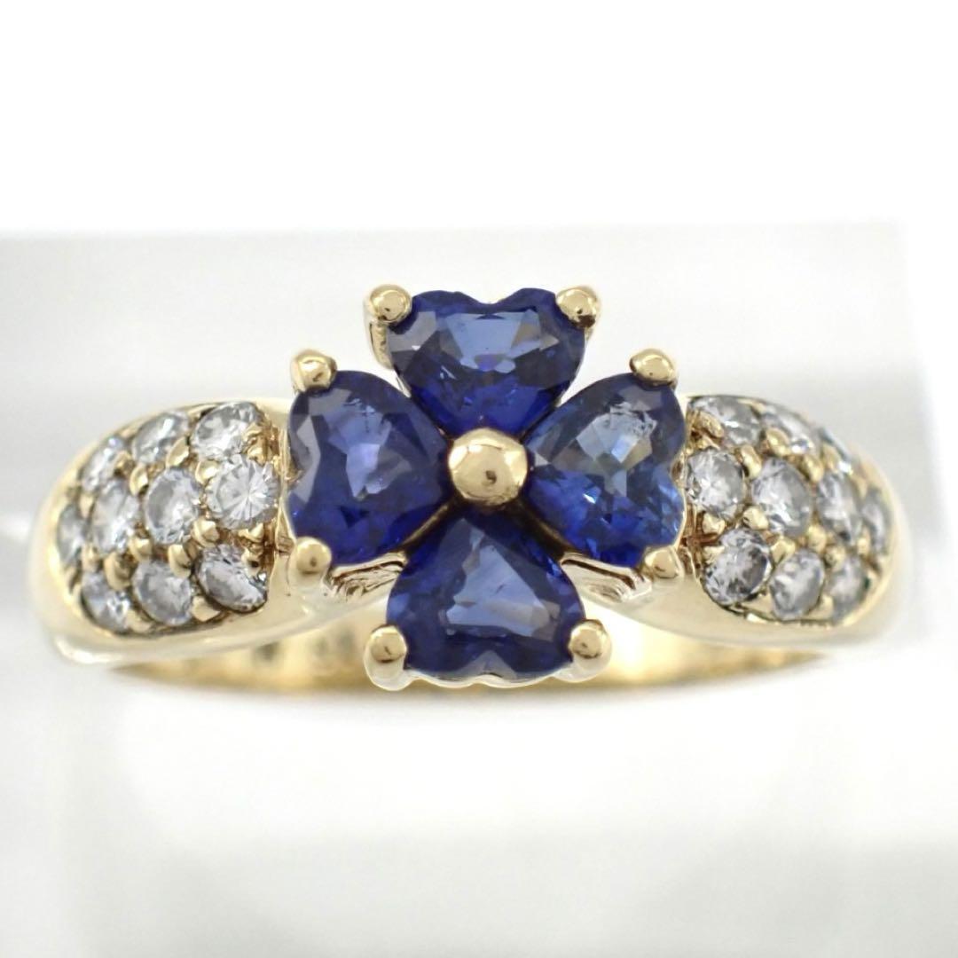 仕上げ済 Ponte Vecchio ポンテヴェキオ サファイア サファイヤ 1.10ct ダイヤ ダイヤモンド パヴェ 0.43ct 指輪 フラワー 750 K18 YG 3906拍卖