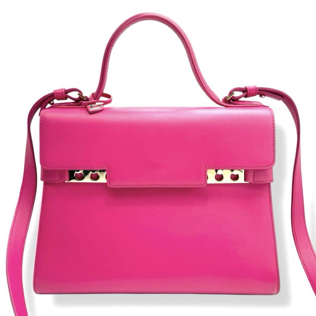 デルヴォー タンペートMM 2way ハンドバッグ ショルダーバッグ デルボー DELVAUX ピンク レザー ブランド 本革 カーフ 4046拍卖