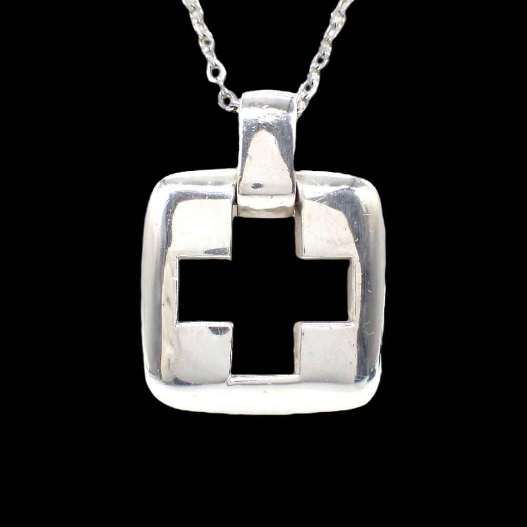 Tiffany & co. ティファニー オープンクロス ネックレス ペンダント スクエア カットアウト ステンシル 925 シルバー アクセサリー 4106拍卖