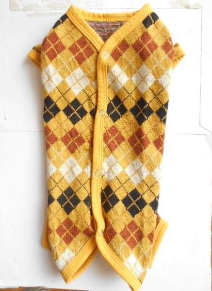 猫 小型犬 秋冬向け ダイヤチェック柄 4足型術後服 M 傷口保護 傷舐め防止 皮膚保護 避妊 拍卖