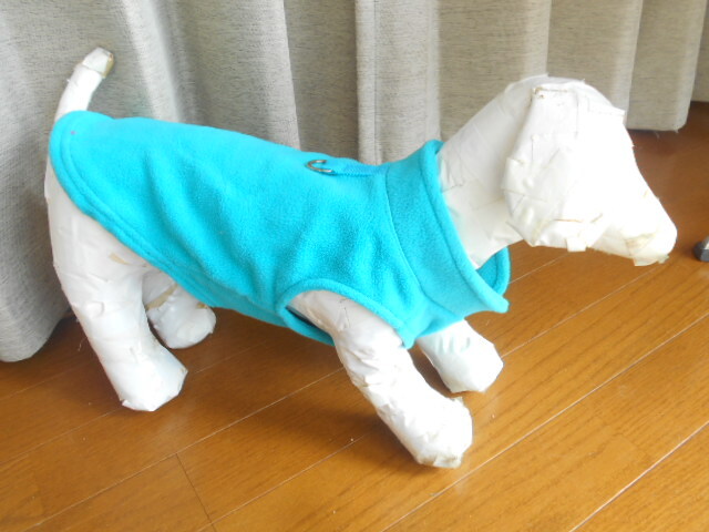 小型犬 CLEMOR ペット服 防寒 袖なしトレーナー フリース M エメラルドグリーン フック付き拍卖